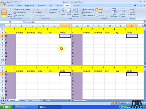 Lesson 88 The Split Microsoft Office Excel 2007 2010 free Educational video Training Tutorials in Urdu Hindi language