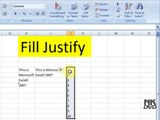 Lesson 34 The Fill Justify Microsoft Office Excel 2007 2010 free Educational video Training Tutorials in Urdu Hindi language