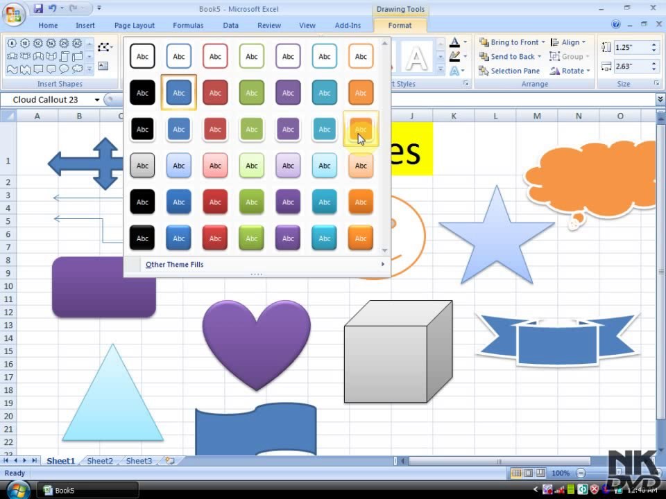 Lesson 49 The Insert Picture Shapes Microsoft Office Excel 2007 2010 free Educational video Training Tutorials in Urdu Hindi language