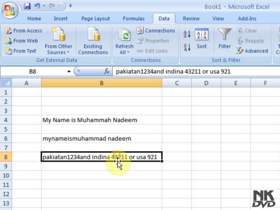 Lesson 77 The Text To Columns Microsoft Office Excel 2007 2010 free Educational video Training Tutorials in Urdu Hindi language