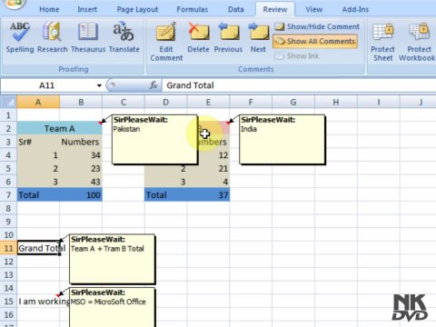 Lesson 83 The Comments Microsoft Office Excel 2007 2010 free Educational video Training Tutorials in Urdu Hindi language