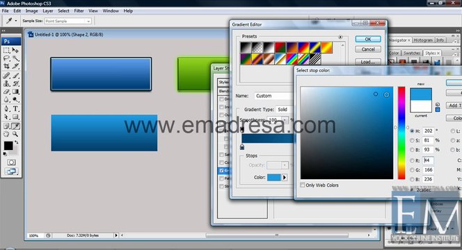 Creating Layer Style and Save Basic Photoshop Tutorials in URDU, Hindi by Emadresa