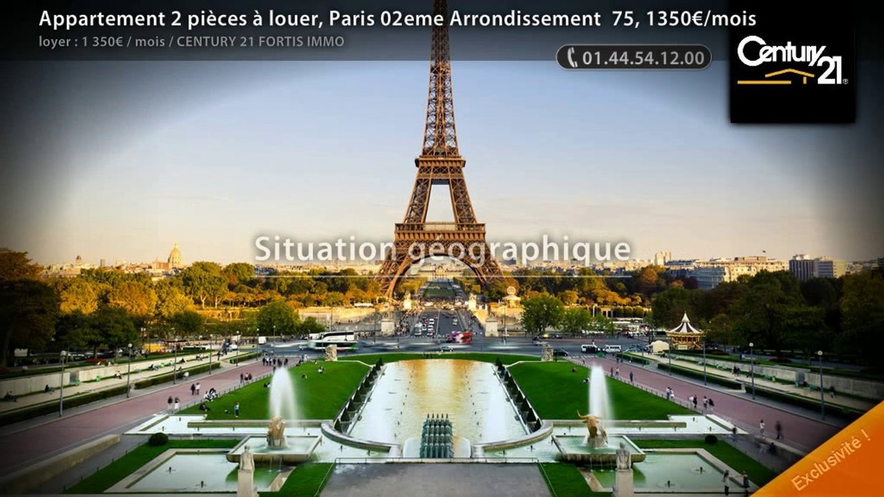 Appartement 2 pièces à louer, Paris 02eme Arrondissement  75, 1350€/mois