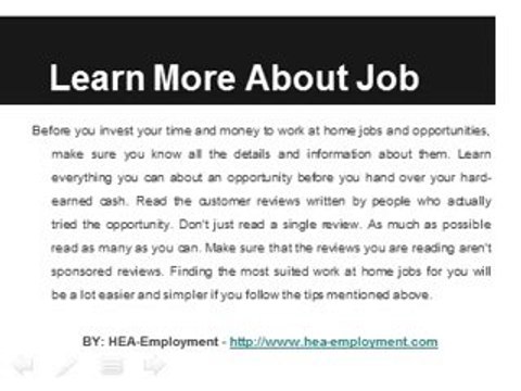 Finding Work at Home Jobs