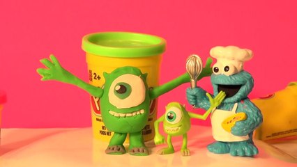 Play Doh Monsters University Mike, Cookie Monster makes Mike from Play Doh