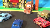 Pixar Cars Toy Story 3 T Rex Rampage Nightmare in Radiator Springs with Play Doh potato guns on Mate