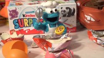 6 Surprise Eggs,  6 Kinder Surprise Eggs with Cookie Monster Big Bird and Oscar the Grouch