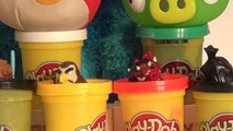 Play Doh 6 Surprise Eggs the Count'n Crunch Cookie Monster eat Angry Bird Star War Telepods