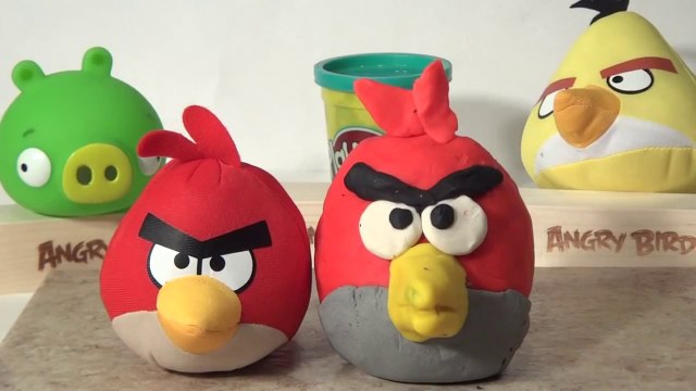 Play Doh Angry Birds and Cookie Monster Chef, show how to make Red Bird from Play Doh with surprise