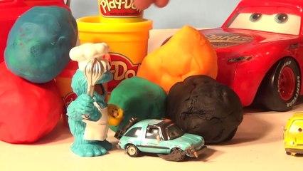 Play Doh Pixar Cars Surprise Eggs with The Cookie Monster and Cars2 Lemons hidden in Play Doh Surpri