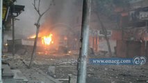 الإخوان يضرمون النيران في سيارة نقل بشارع جسر السويس