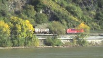 Züge bei Bad Salzig, Alpha Trains 185, DLC Class 66, 2x NBE V100 BR212, 155, 2x DB185, 152, 2x 428