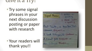 Using Signal Phrases to Introduce Source Material