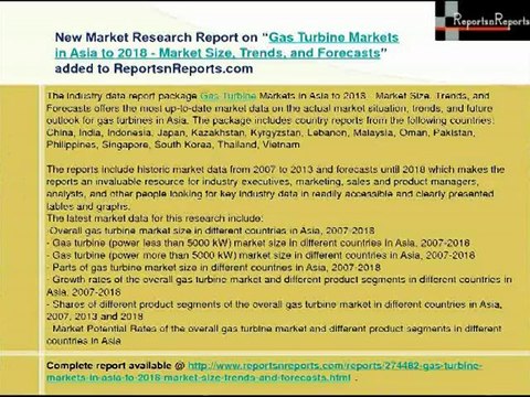 Gas Turbine Markets in Asia to 2018 - Market Size, Trends, and Forecasts