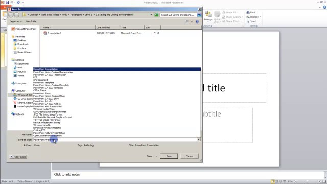Lesson 02.8 Saving and Closing a Presentation - MS PowerPoint Urdu and Hindi language by Microsoft Office Power Point 2010 free online video Training Tutorials