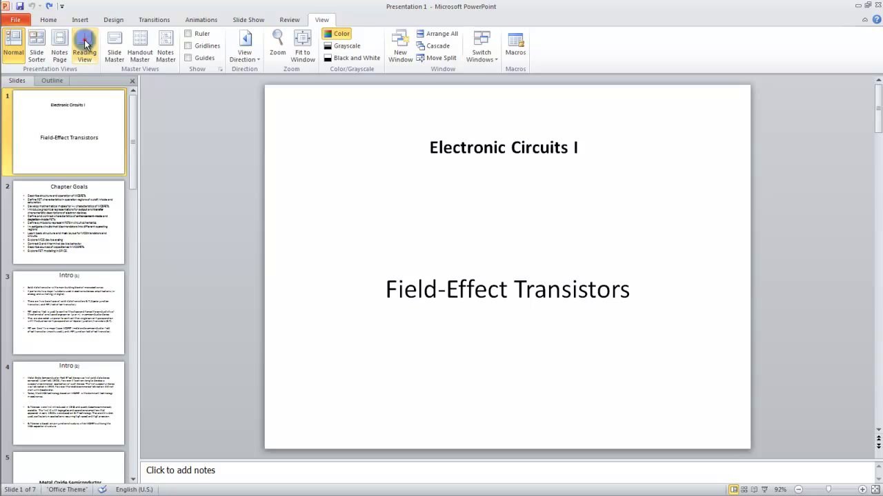 Lesson 03.3 Reading View - MS PowerPoint Urdu and Hindi language by Microsoft Office Power Point 2010  free online video Training Tutorials