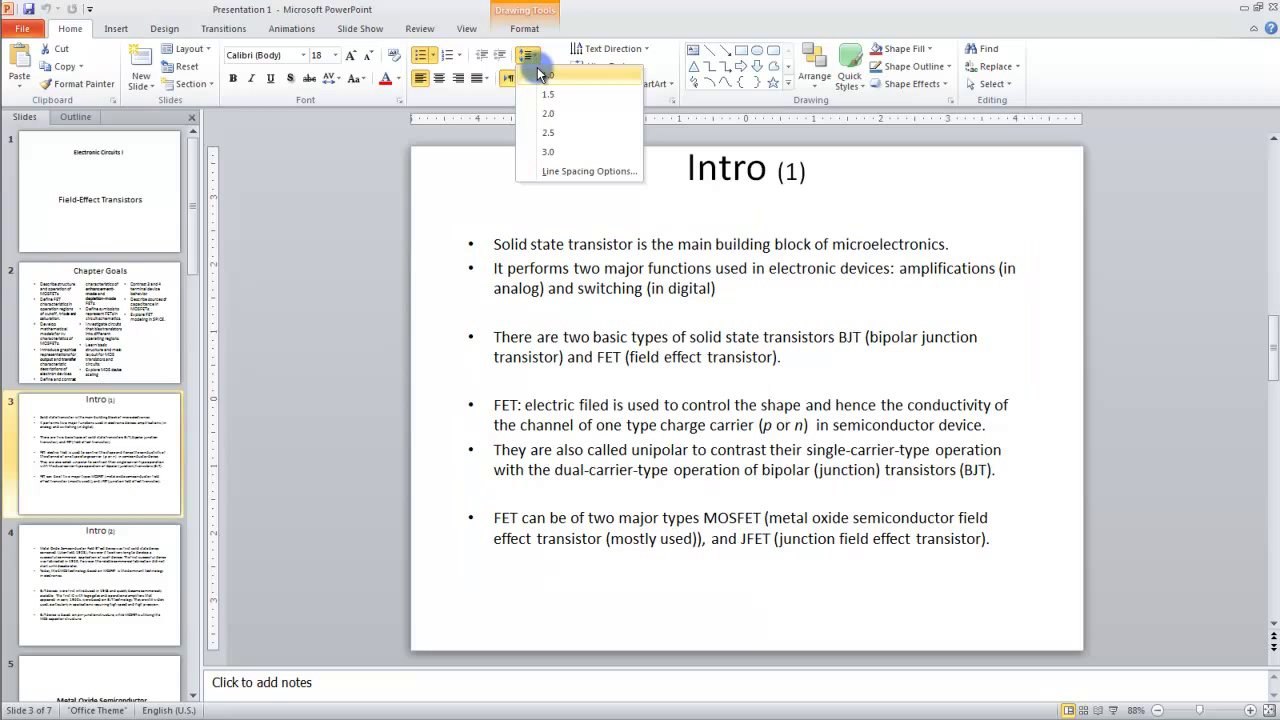 Lesson 05.5 Line Spacing - MS PowerPoint by Microsoft Office Power Point 2010  free online video Training Tutorials Urdu and Hindi language