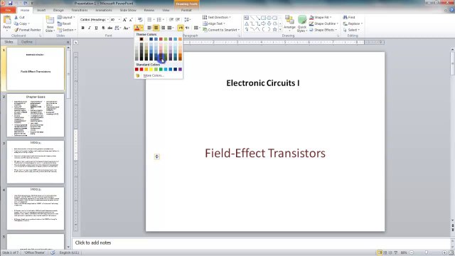 Lesson 10.8 Applying and Changing Font Colors MS PowerPoint by Microsoft Office Power Point 2010 free online video Training Tutorials Urdu and Hindi language