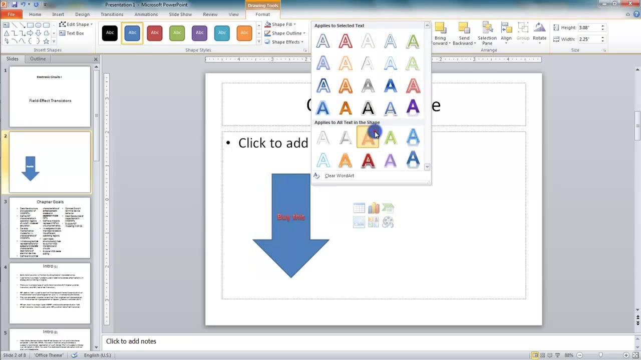 Lesson 10.12 Inserting Text Into a Shape - MS PowerPoint by Microsoft Office Power Point 2010  free online video Training Tutorials Urdu and Hindi language