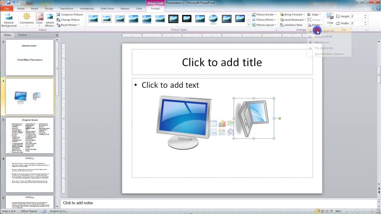 Lesson 10.16 Rotating and Flipping Objects - MS PowerPoint by Microsoft Office Power Point 2010  free online video Training Tutorials Urdu and Hindi language