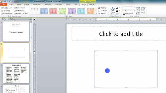 Lesson 10.17 Inserting a Table - MS PowerPoint by Microsoft Office Power Point 2010 free online video Training Tutorials Urdu and Hindi language