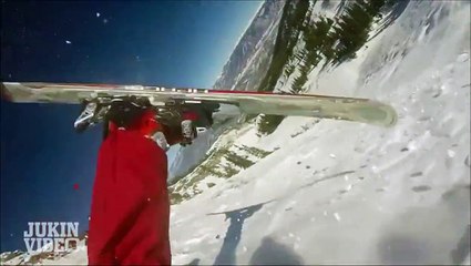 INSANE Downhill Skiing WIPEOUT | Skier Climbs Back Uphill