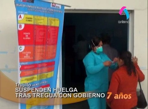 Dirigentes médicos anuncian que firmarán una tregua con el Ministerio de Salud, de esta manera queda suspendida la huelga nacional indefinida. En ese sentido, en Trujillo,