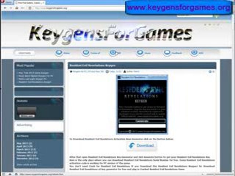 Resident Evil Revelations PC Game ¬ Générateur de clé Télécharger gratuitement