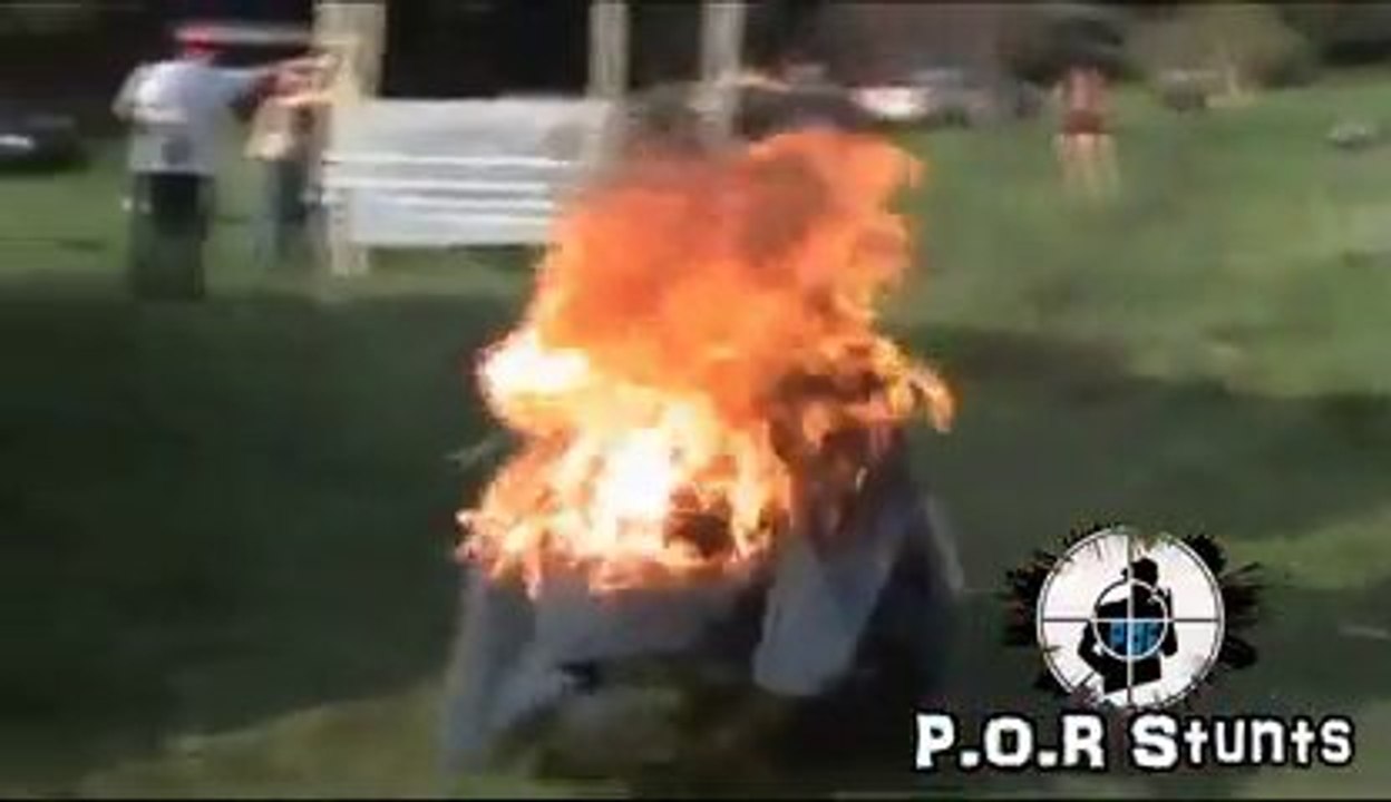 Dumbest guy ever : Set him on fire on a wheelchair. Stunt Fail!