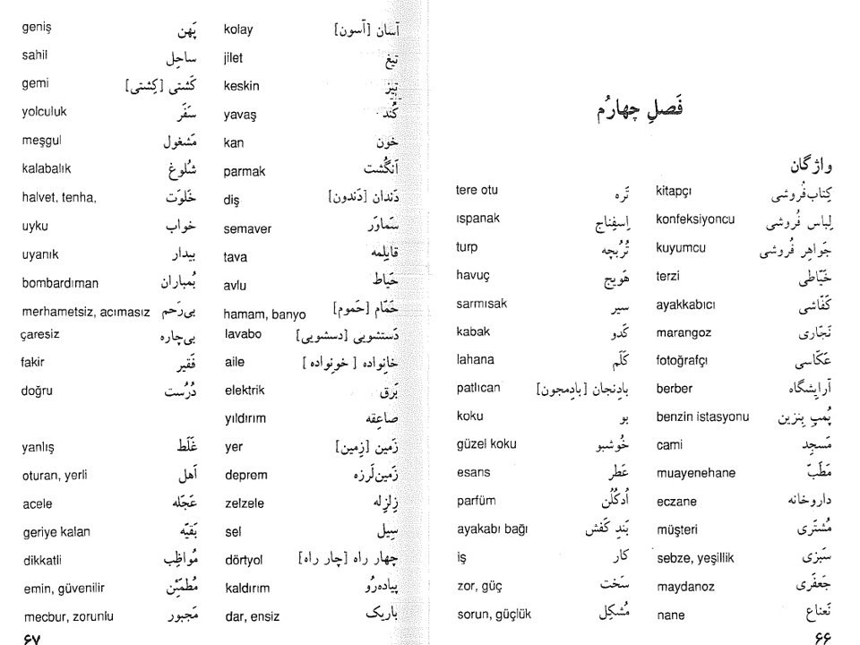 Farsca Türkce kelime Çalışması -  IV