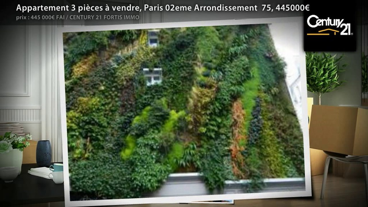Appartement 3 pièces à vendre, Paris 02eme Arrondissement  75, 445000€