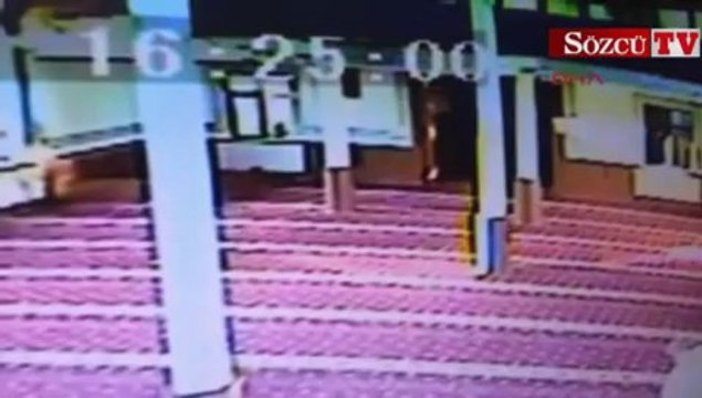 Cami hırsızı güvenlik kameralarına yakalandı
