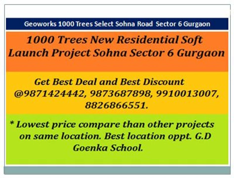 Geoworks 1000 Trees Select Sohna Sector 6~(9878687898)~Residential Project Gurgaon