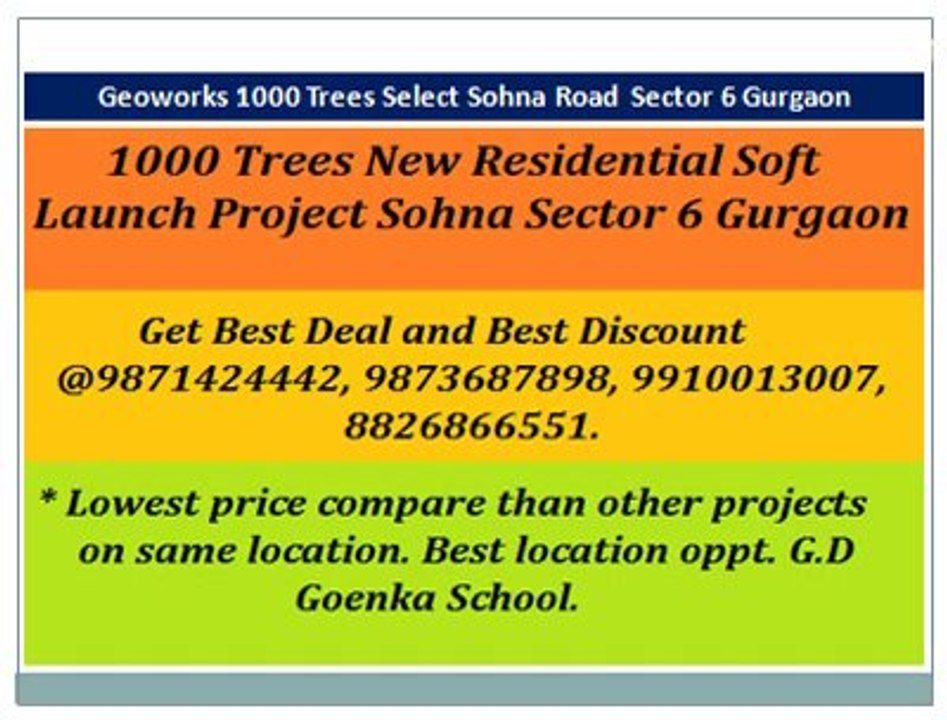 GEOWORKS 1000 TREES SELECT GURGAON~@9873687898@~SOHNA SECTOR 6