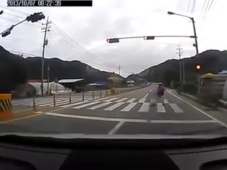 Driver in South Korea Saves Pedestrian from Certain Death