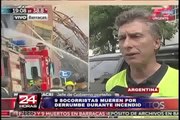 Argentina: nueve rescatistas murieron aplastados por pared durante incendio