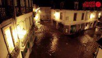 Tempête Qumaira. Les inondations de Quimper vues du ciel