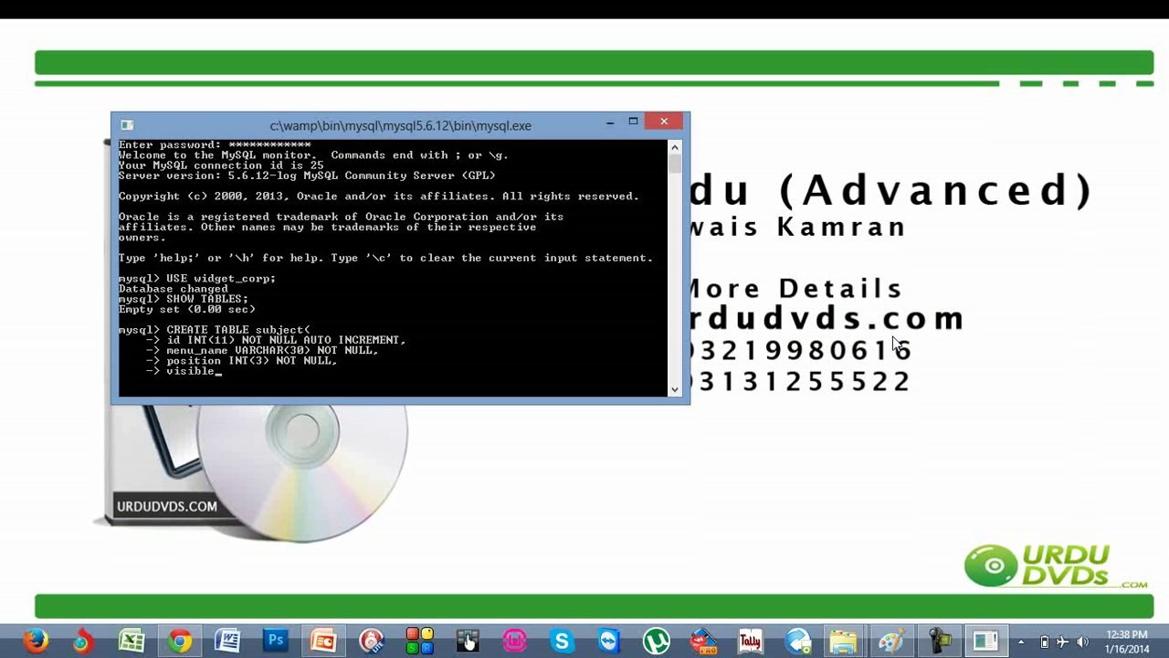 8. Advance PHP in urdu - Creating Table in MySQL
