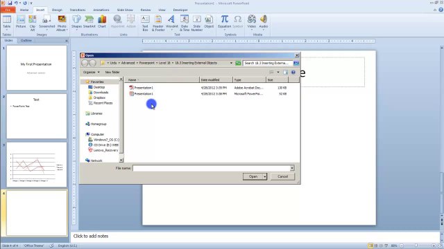 Lesson 18.3 Inserting External Objects - MS PowerPoint Urdu and Hindi language by Microsoft Office Power Point 2010 free online video Training Tutorials