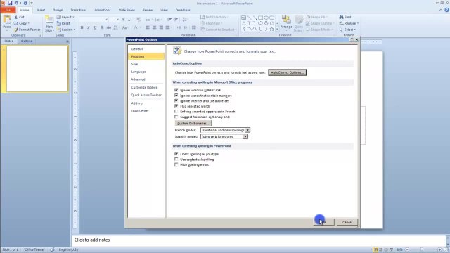 Lesson 20.1 Setting AutoCorrect Options - MS PowerPoint Urdu and Hindi language by Microsoft Office Power Point 2010 free online video Training Tutorials