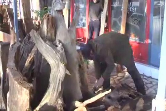Ağaç parçalarını sanat eserine dönüştürdü