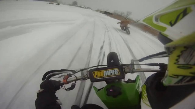 GoPro Dirt Bike Ice Racing With Big Crash