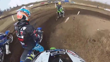 Rider Falls Off The Track At Vinterturnering Vmc - Gopro Hero 3 HD Dirt Bike Accident