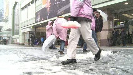Transport chaos as heavy snow hits Tokyo