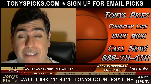 Memphis Tigers vs. Gonzaga Bulldogs Pick Prediction NCAA College Basketball Odds Preview 2-8-2014