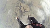 Fearless Dudes Walk A Tight Rope Between Two Hot Air Balloons In The Sky!