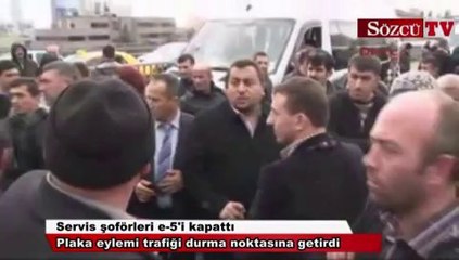 Servis şoförleri e-5'i kapattı
