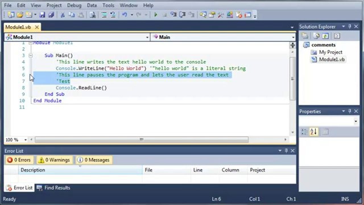 006 - Comments And Whitespace inside vb.net
