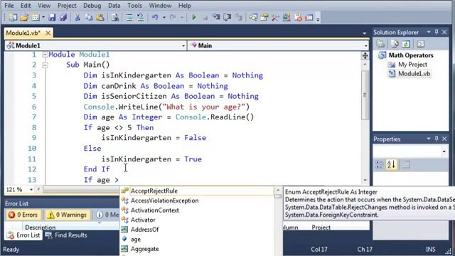 016 - Conditional Operators inside vb.net