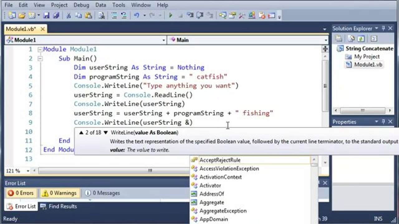018 - Concatenate Strings on vb.net